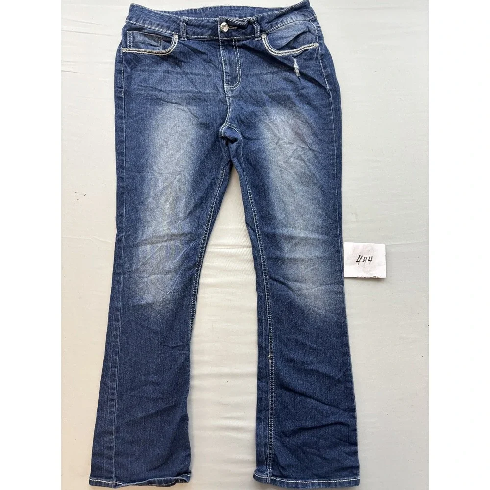 Faded Glory Boys Size 12A Blue Straight Leg Jeans Embellished Pockets Denim